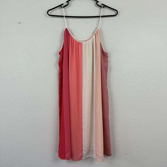 francesca's Dresses & Skirts - NWT Francesca’s Jun & Ivy Stripe Colorblock Mini Shift Slip Dress Pink Coral S